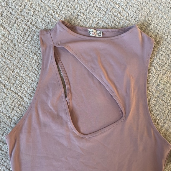NWT Free People Bodysuit, Light Pink, Tank Top, Cutout Front, Size Small - Picture 2 of 8